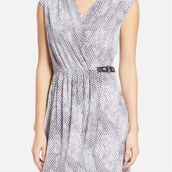 Michael Kors Serpent Print Faux-Wrap Dress with Side Buckle, Size 1X - Picture 1 of 13